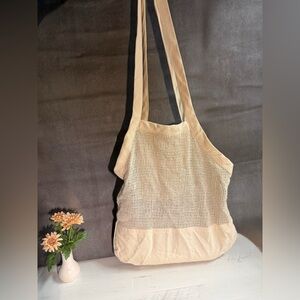 Pact Beige Mesh Tote Bag